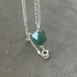 Moss agate pendant sterling silver necklace